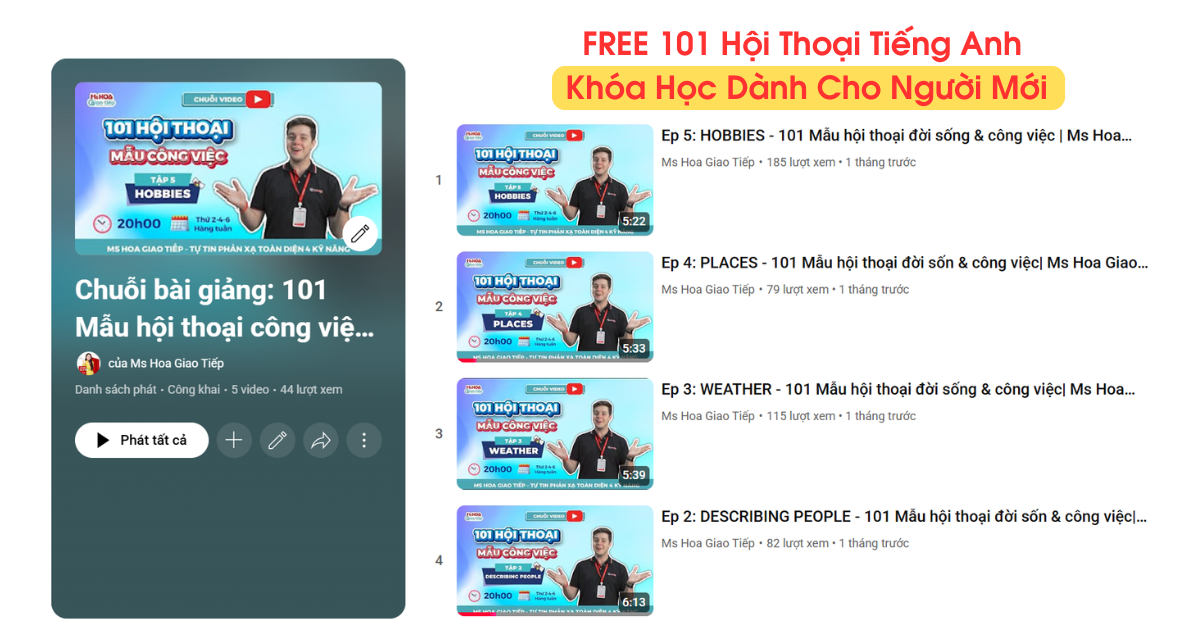 FREE 101 Hội Thoại Tiếng Anh – Khóa Học Dành Cho Người Mới
